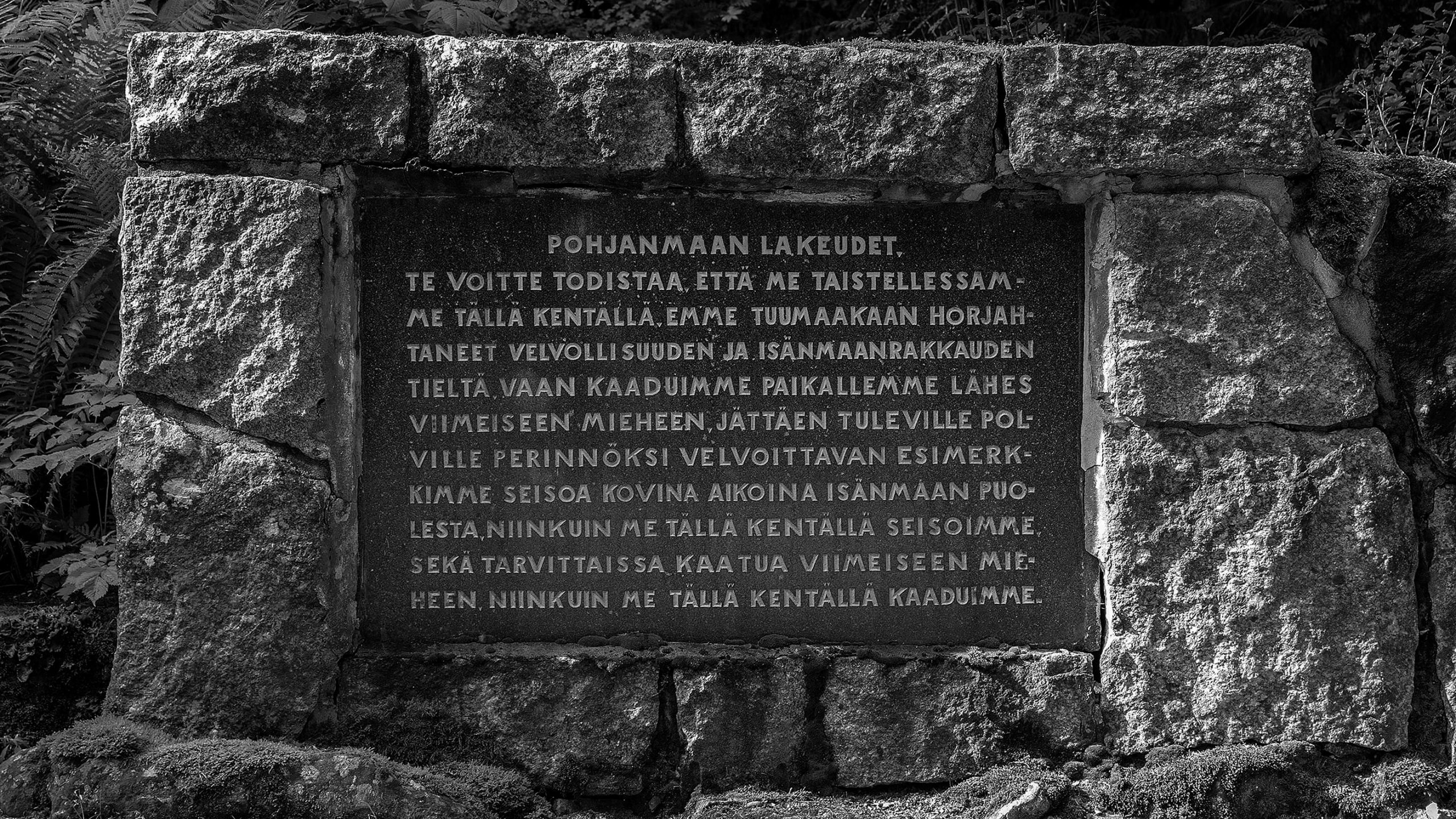 Finnish stone memorial plaque.