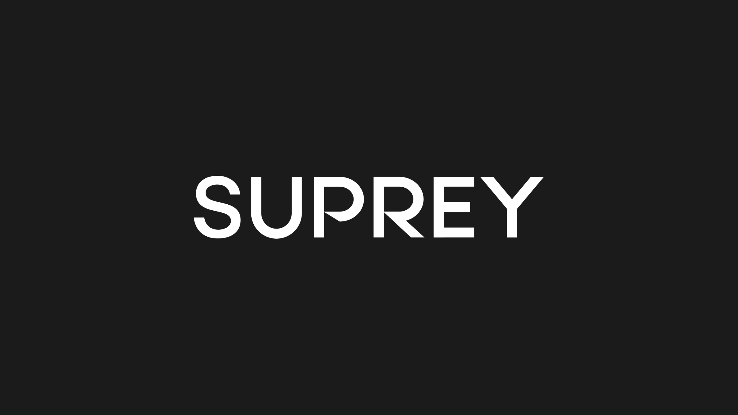 Suprey wordmark in bold white sans-serif type on a dark charcoal background.