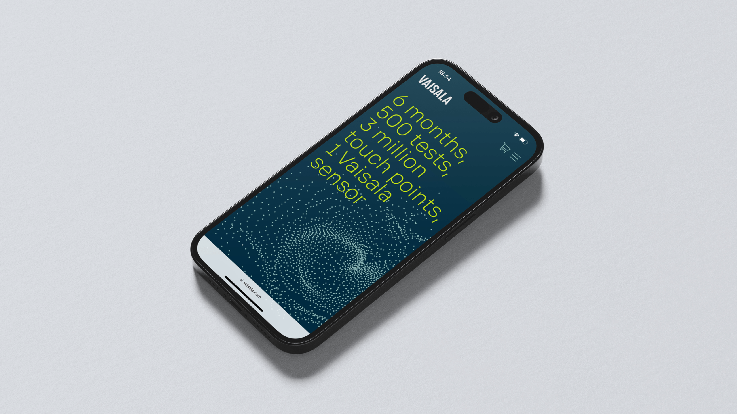 Vaisala website displayed on an iPhone.
