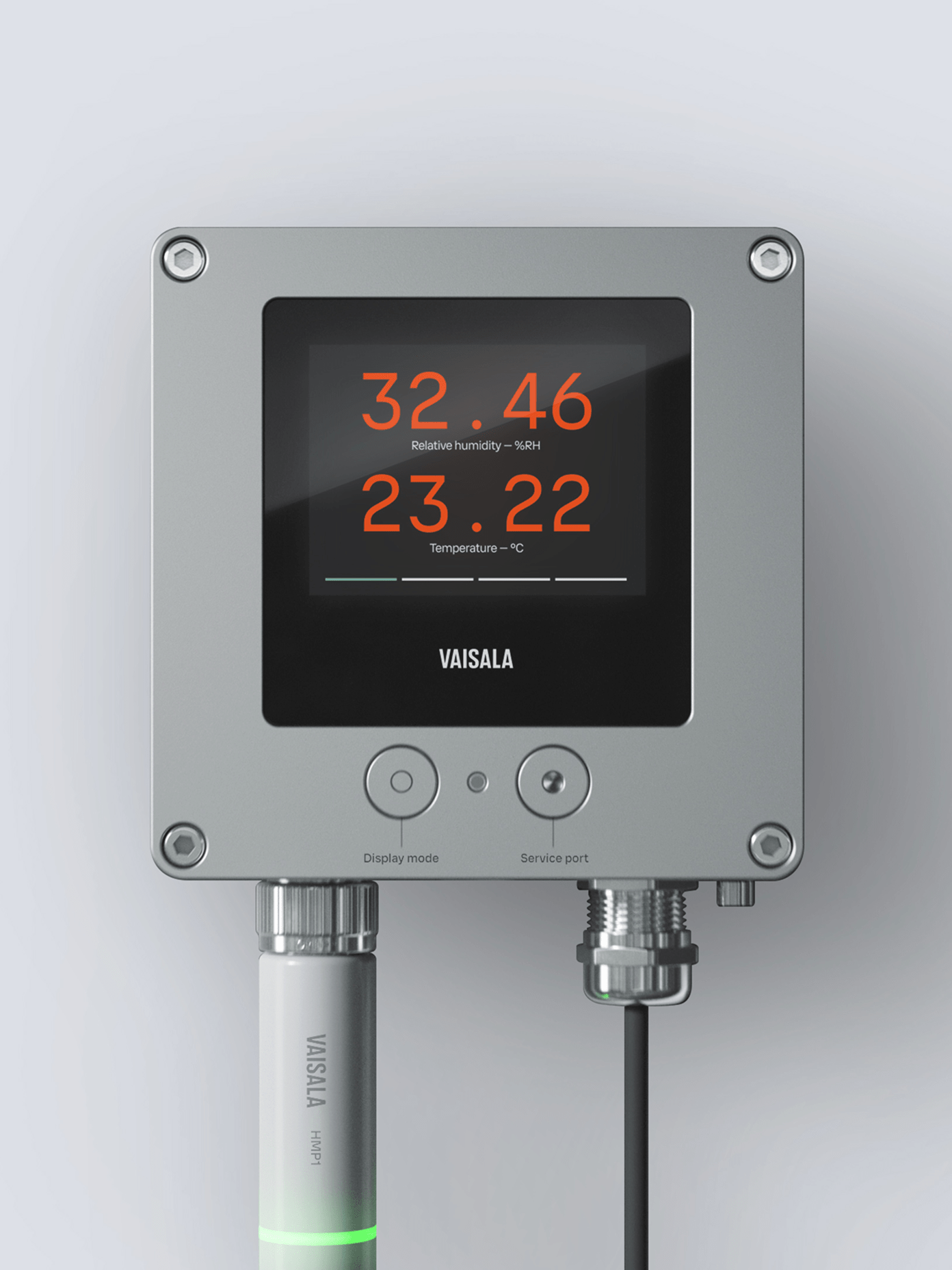 Vaisala HMP1 humidity and temperature transmitter display.