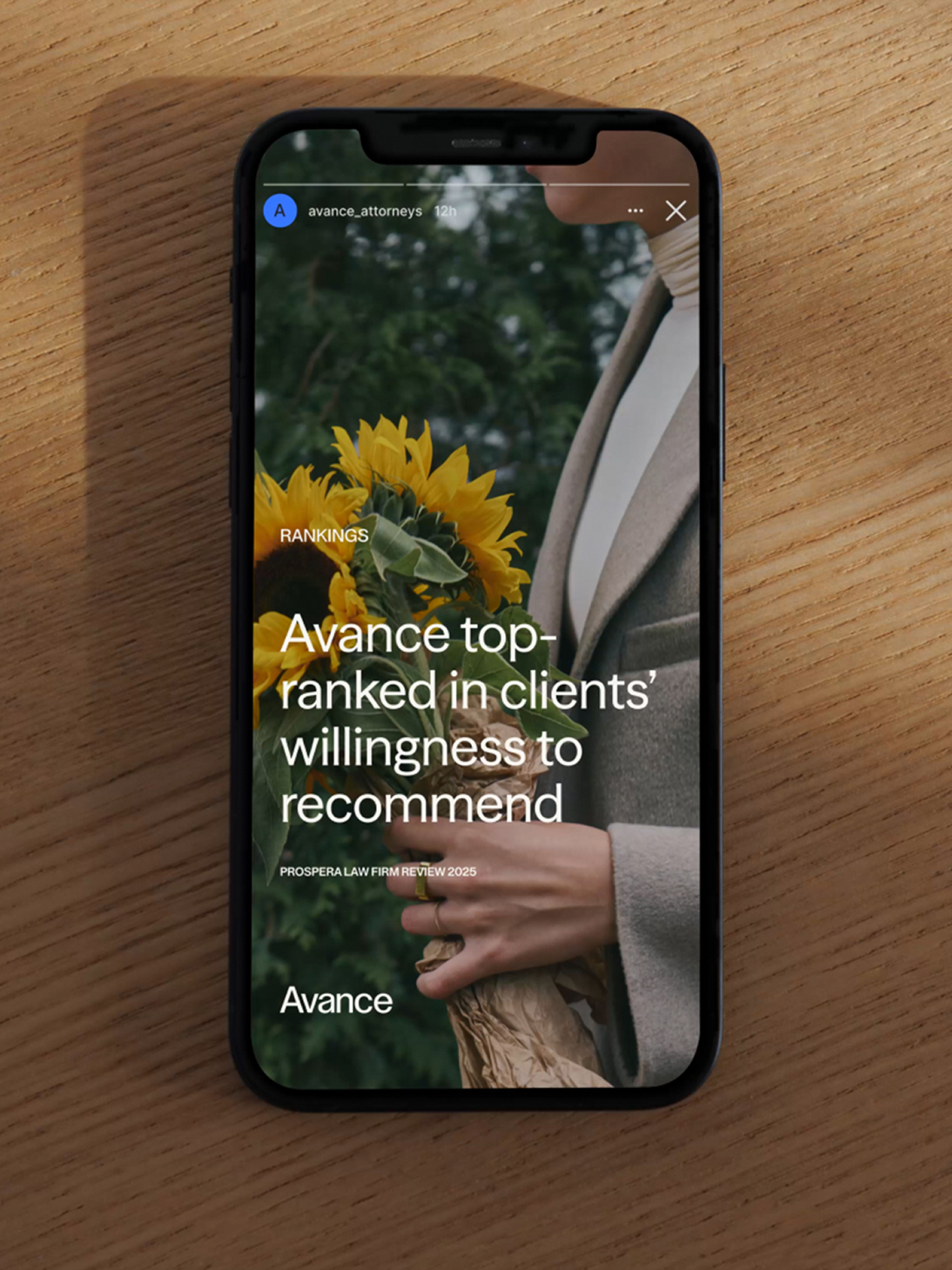 Avance Attorneys Instagram story mockup.