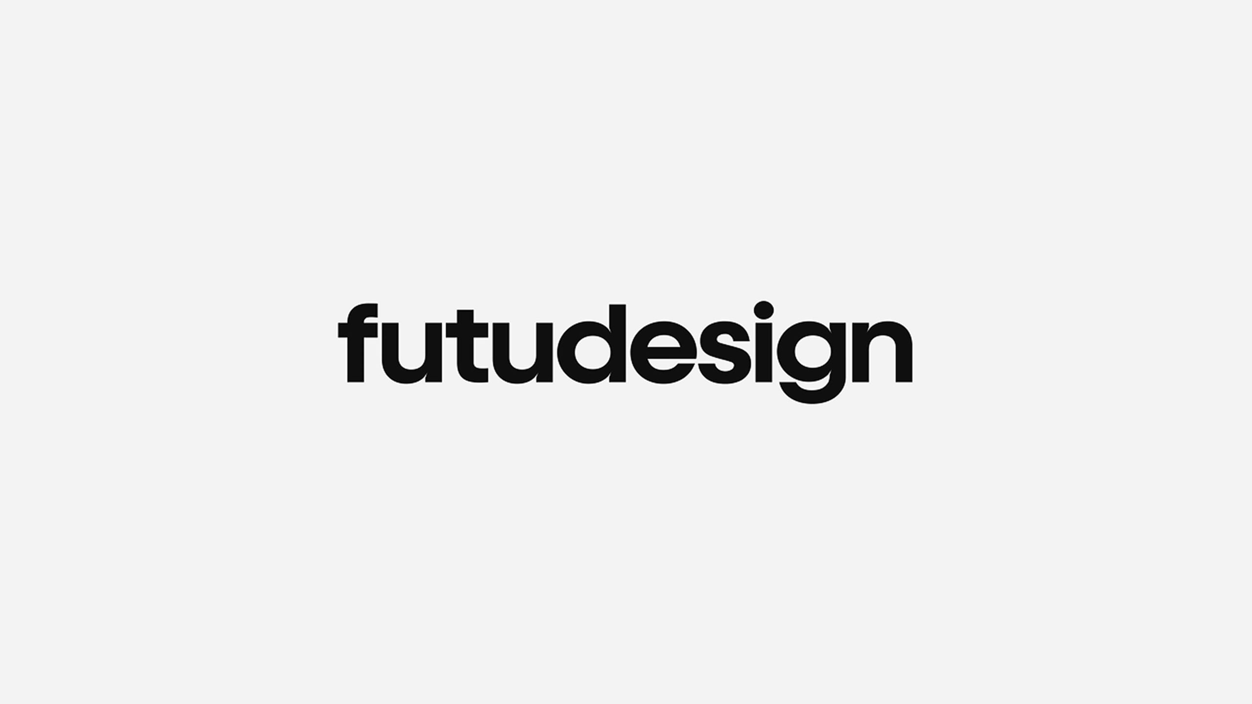 Futudesign wordmark in bold black sans-serif type on a light grey background.