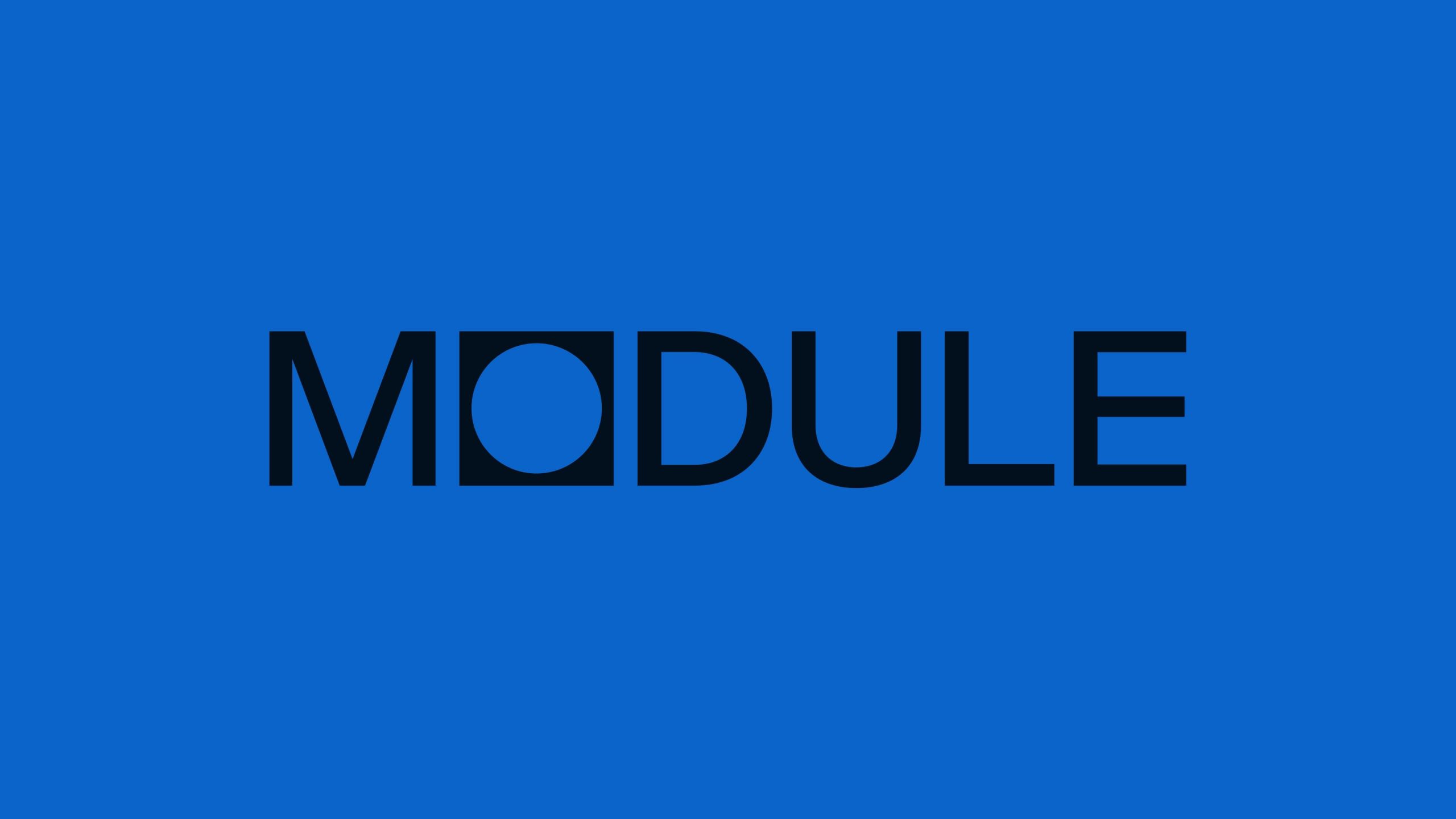 Module wordmark in dark navy on a bold blue background.