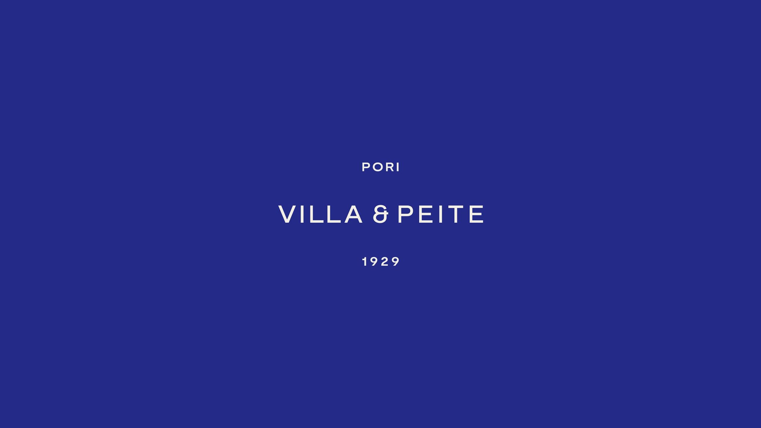 Villa & Peite logo on deep royal blue background.