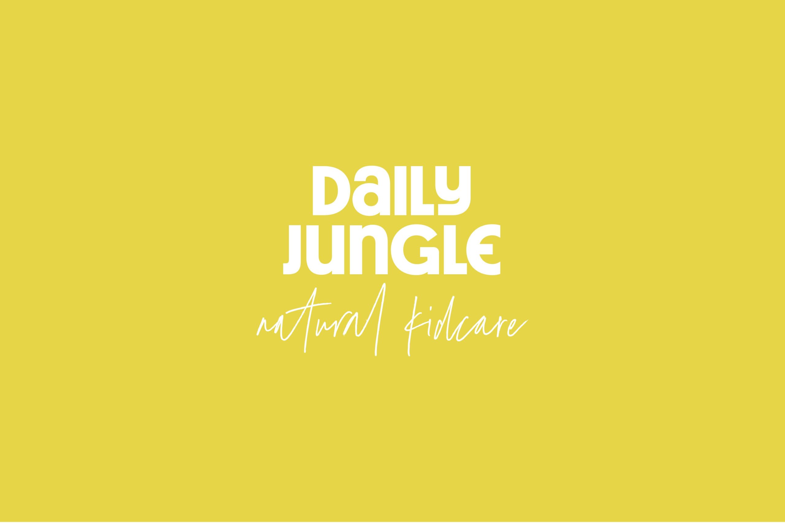 Daily Jungle natural kidcare logo on a yellow background